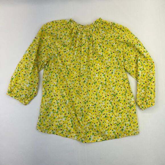 NWOT Loft Yellow Floral Cotton Peasant top Women's size Medium Petite - Picture 9 of 9